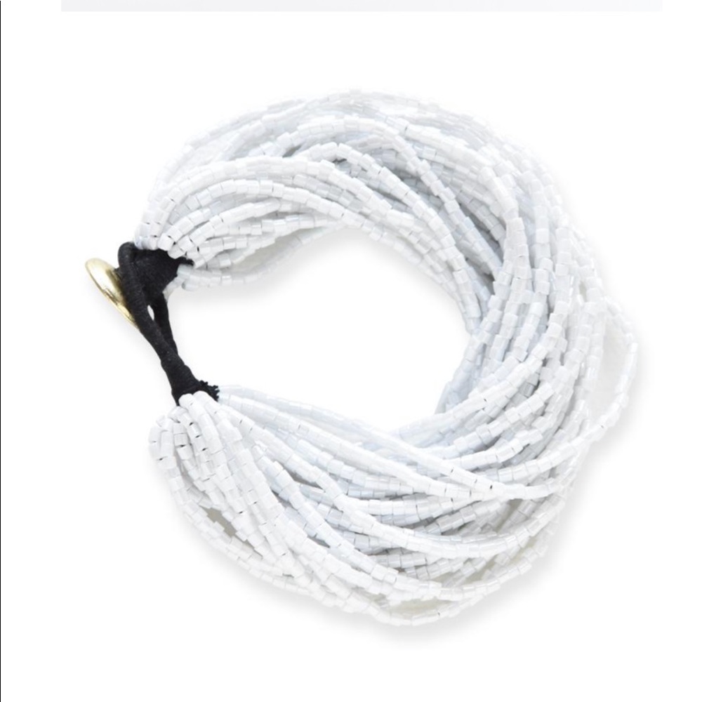 New INK + ALLOY iridescent white multi layer seed bead bangle bracelet